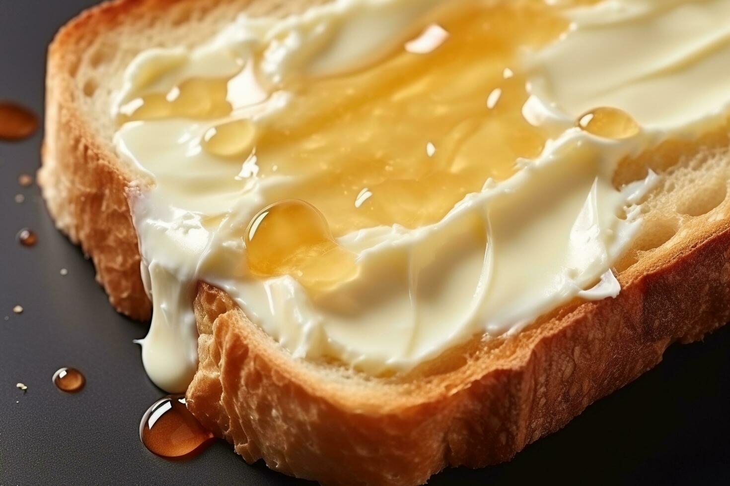 Toast with melted butter and a drizzle of honey photo