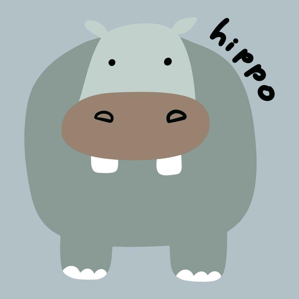 Hand drawn children's cartoon illustration hippopotamus vector