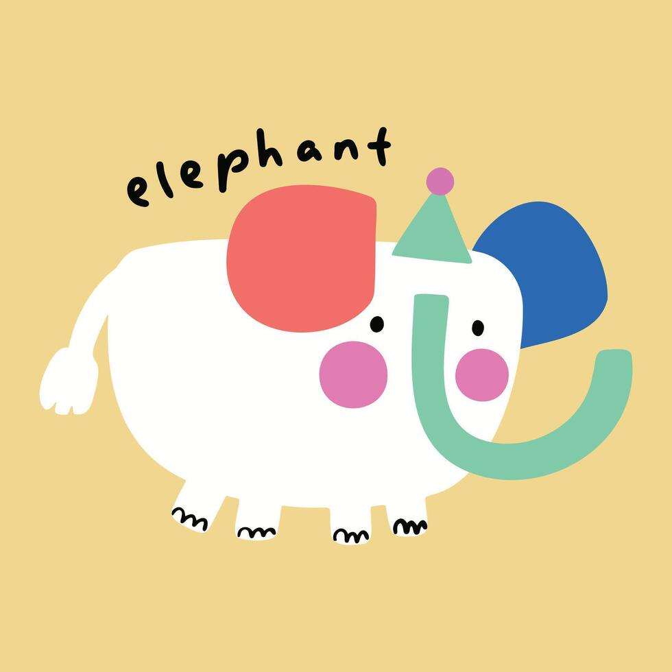 Creative hand drawn cute cartoon animal elephant illustration vector