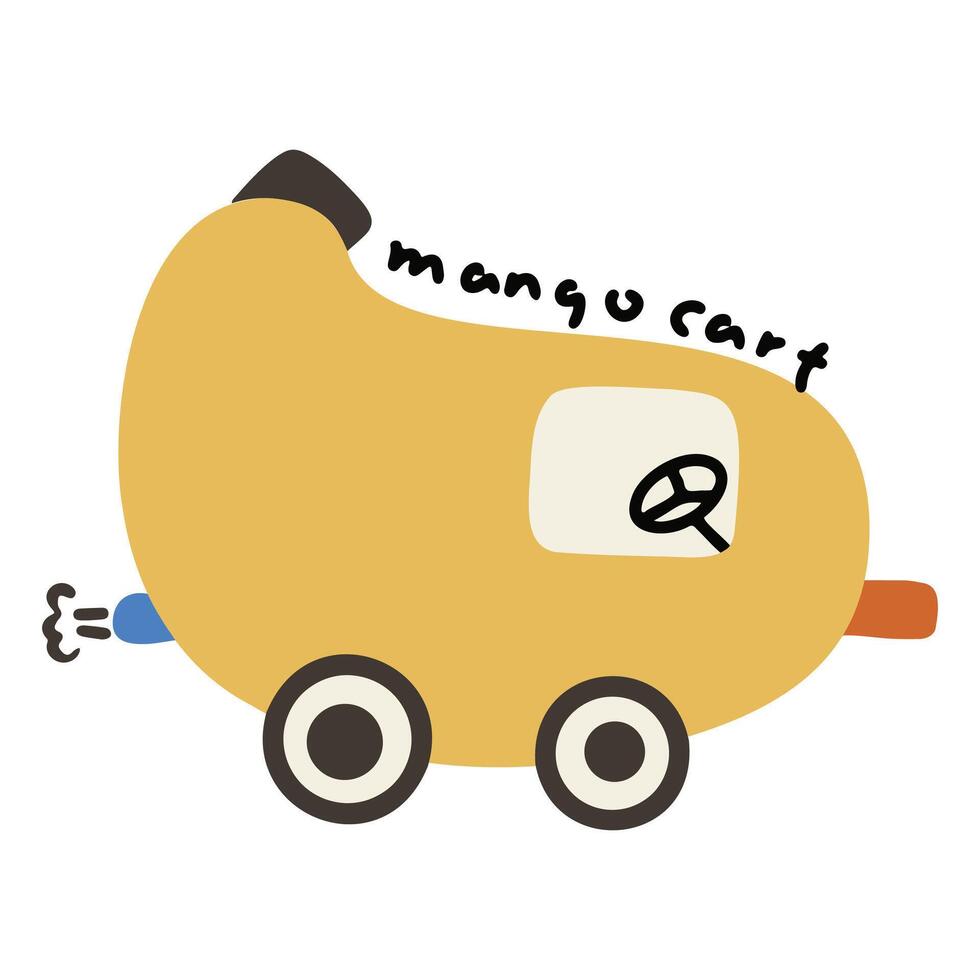 mano dibujado creativo dibujos animados transporte mango coche ilustración vector