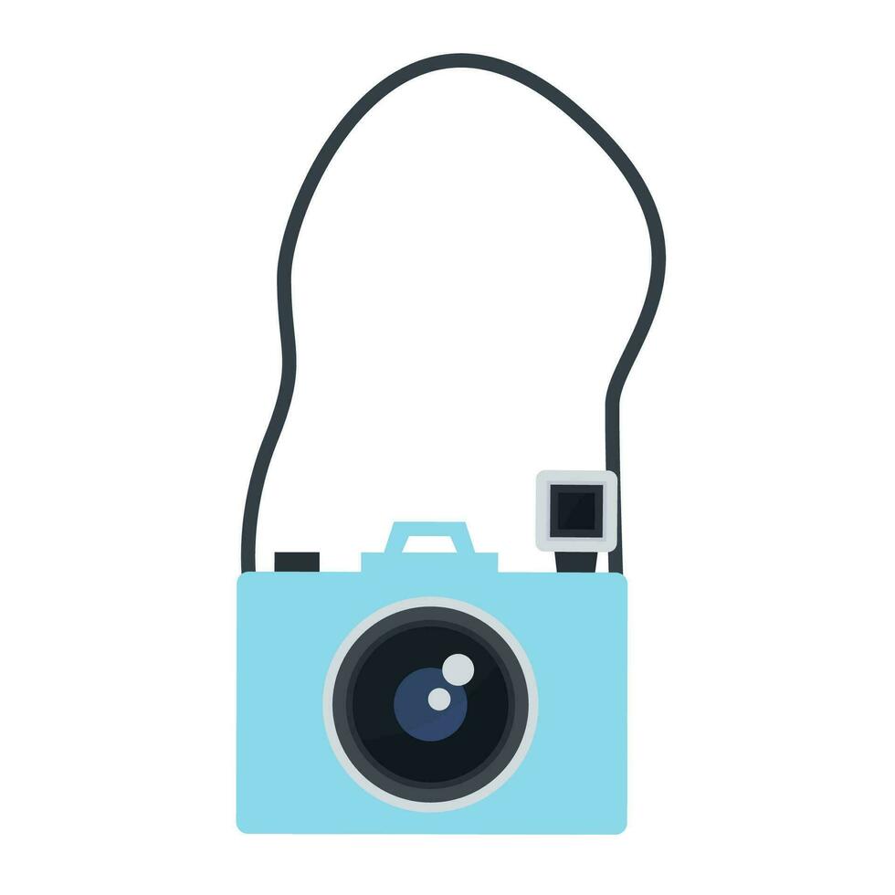 Vector retro camera in a flat style on a white background