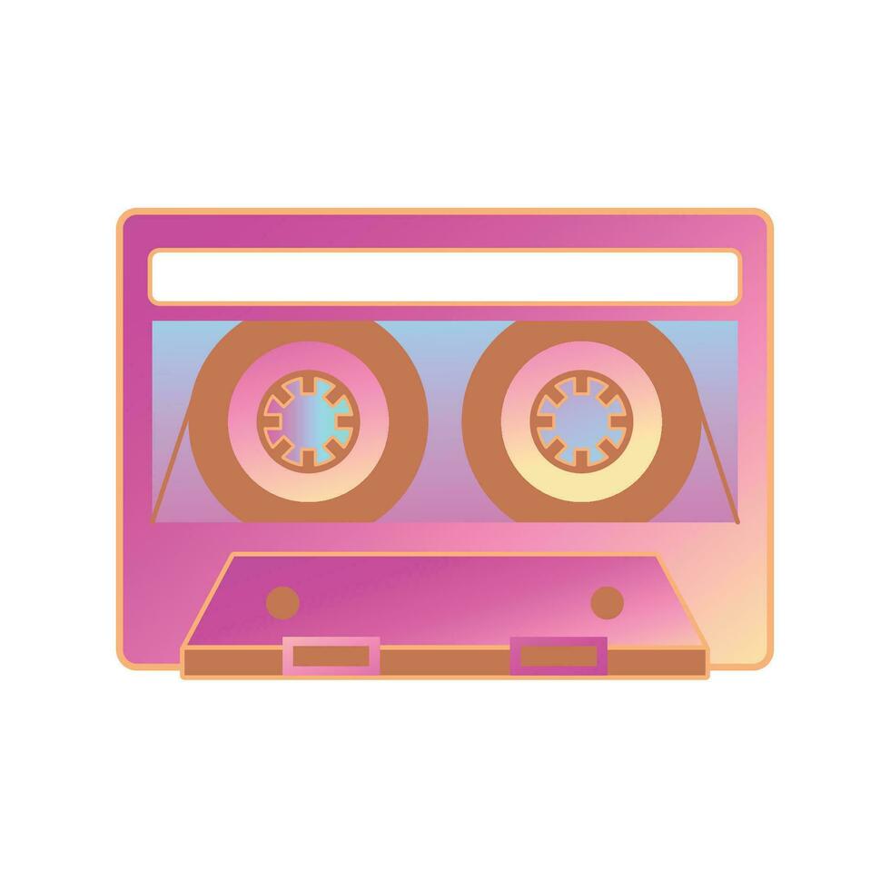 Vector cassette tape icon in cartoon style on a white background