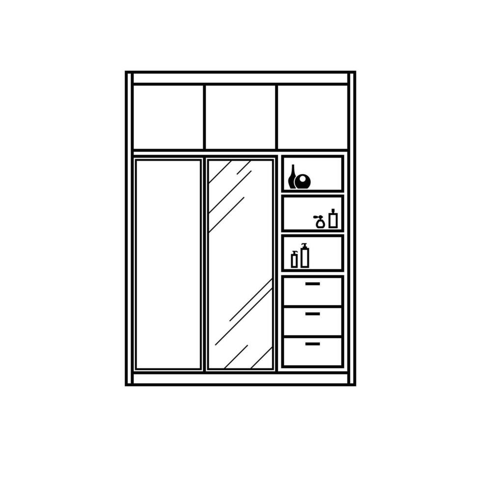 Wardrobe Closet Black Outline vector