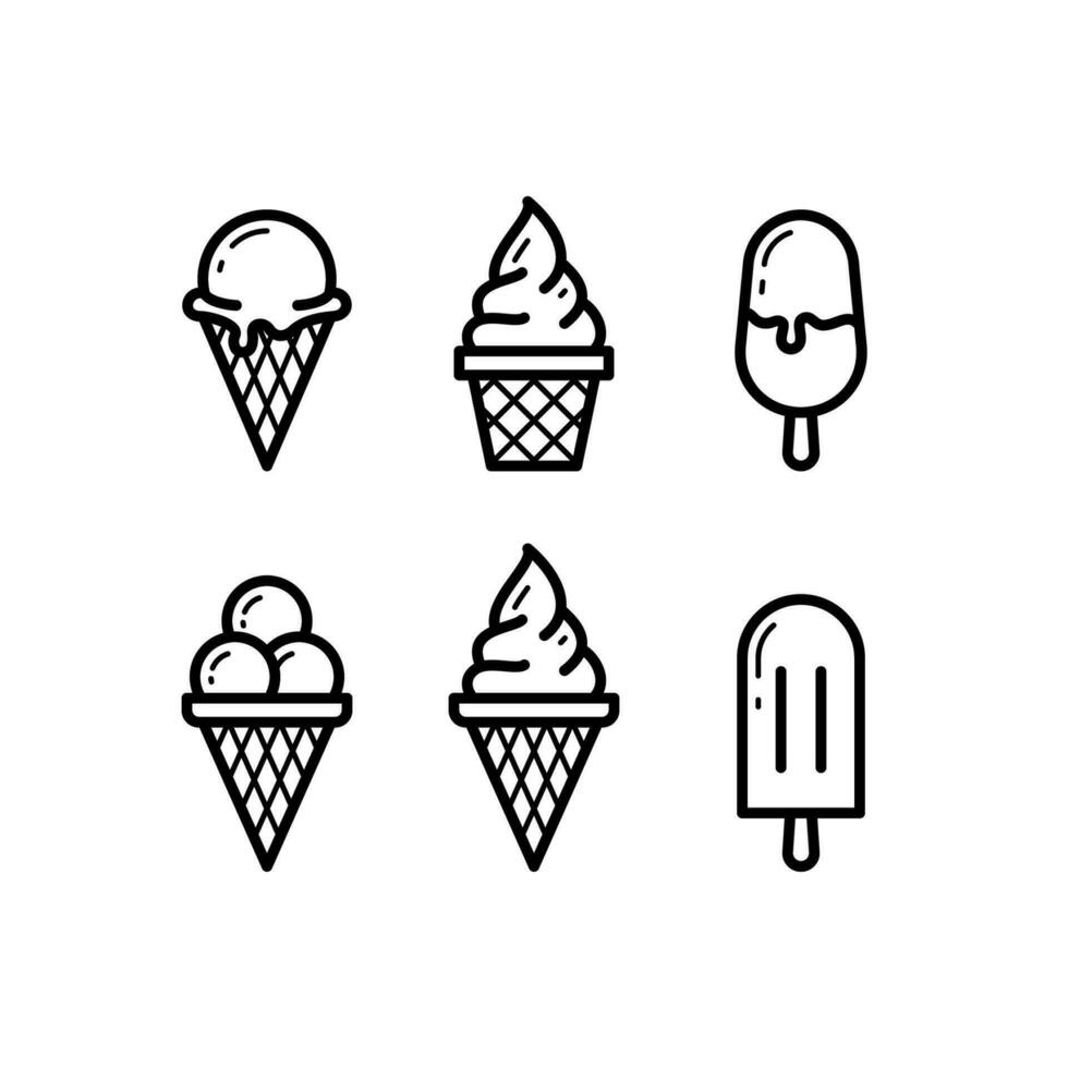 Ice Cream Detailed Black Outline vector