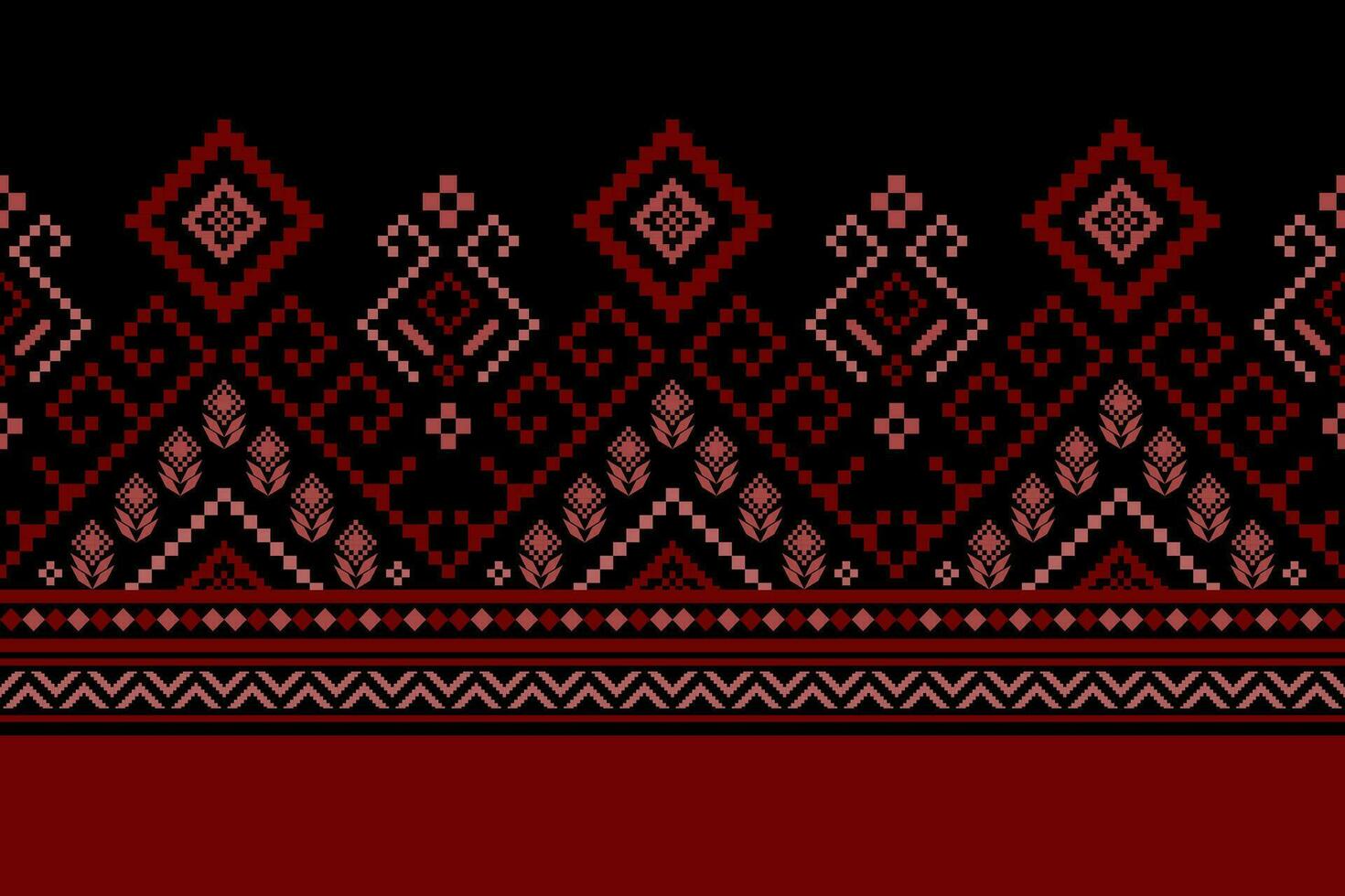Red Cross stitch colorful geometric traditional ethnic pattern Ikat seamless pattern abstract design for fabric print cloth dress carpet curtains and sarong Aztec African Indian Indonesian vector