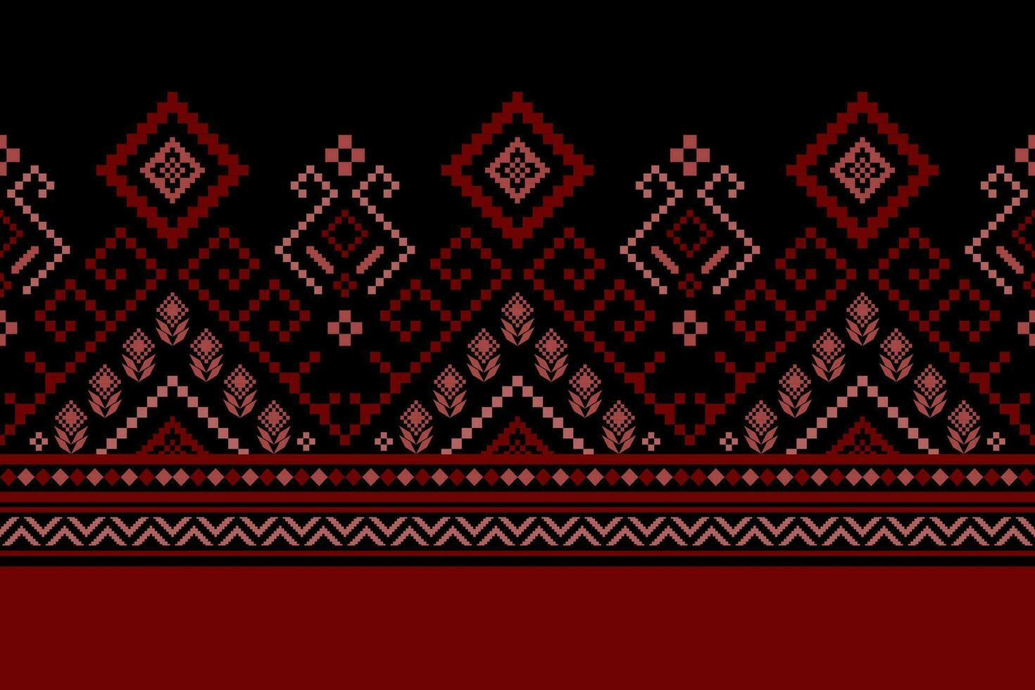 Red Cross stitch colorful geometric traditional ethnic pattern Ikat seamless pattern abstract design for fabric print cloth dress carpet curtains and sarong Aztec African Indian Indonesian vector