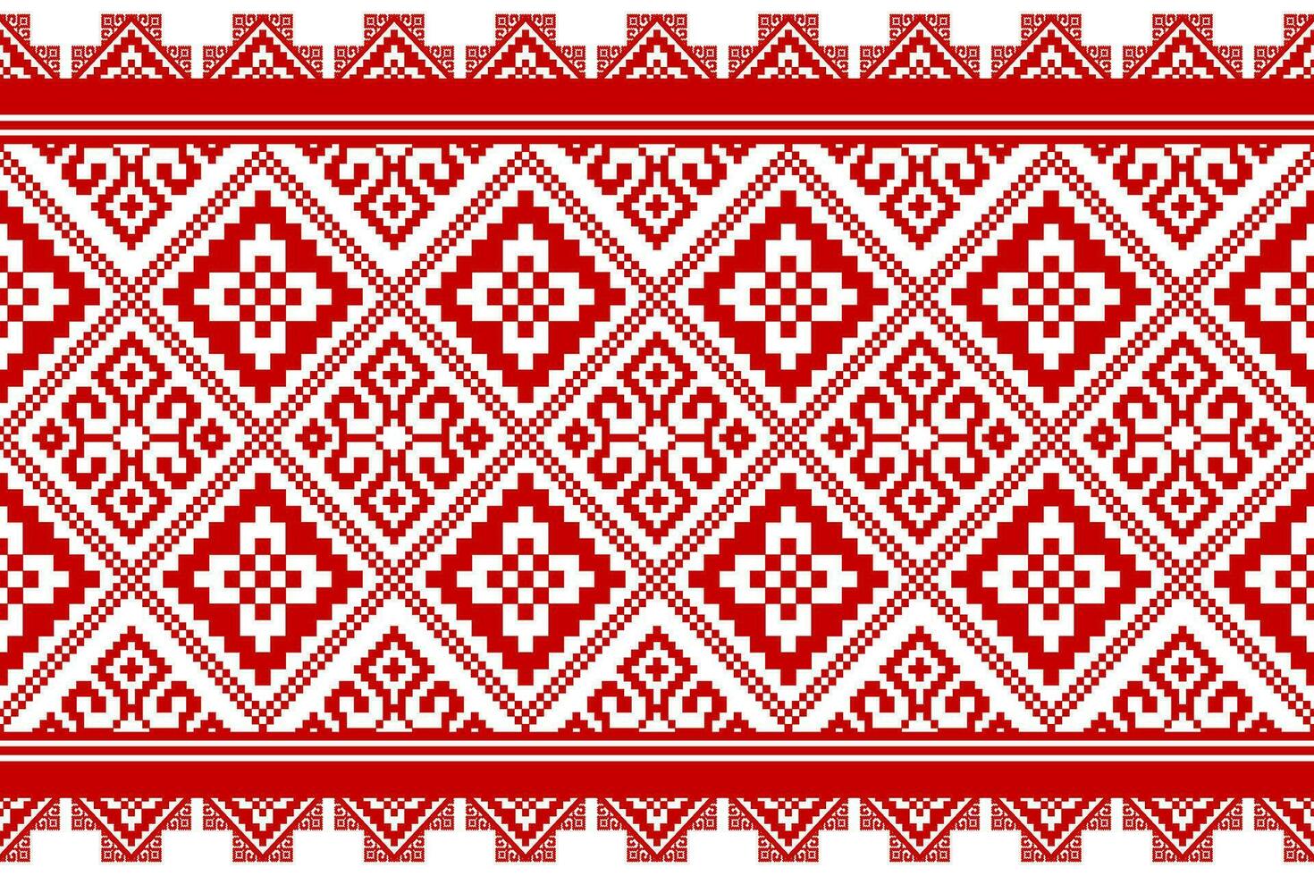 Red Cross stitch colorful geometric traditional ethnic pattern Ikat seamless pattern abstract design for fabric print cloth dress carpet curtains and sarong Aztec African Indian Indonesian vector