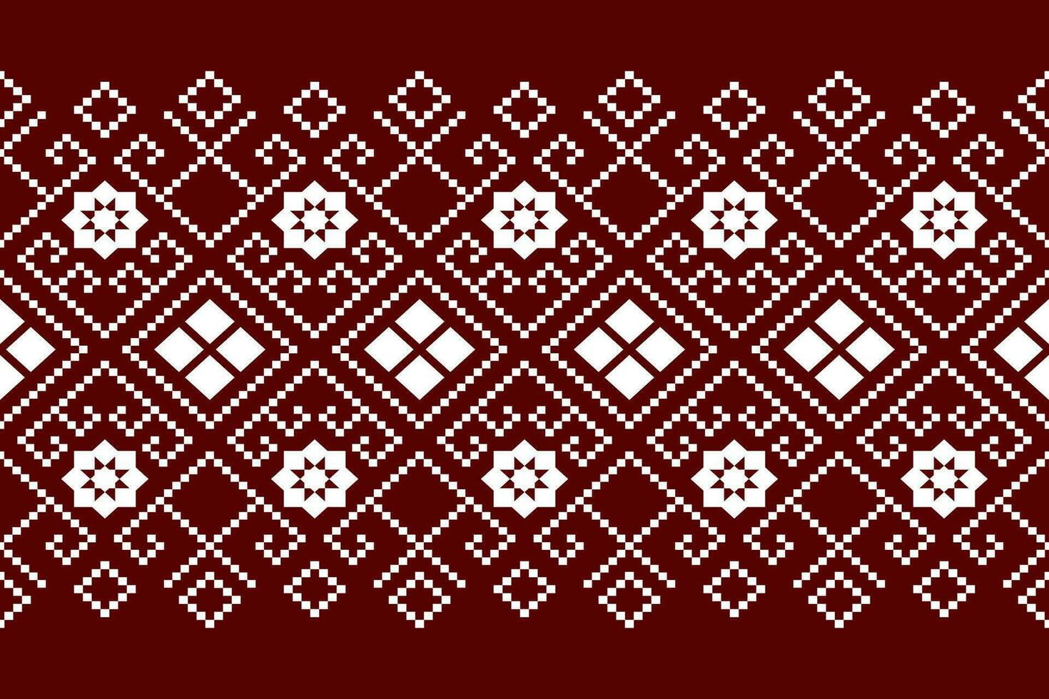 Red Cross stitch colorful geometric traditional ethnic pattern Ikat seamless pattern abstract design for fabric print cloth dress carpet curtains and sarong Aztec African Indian Indonesian vector