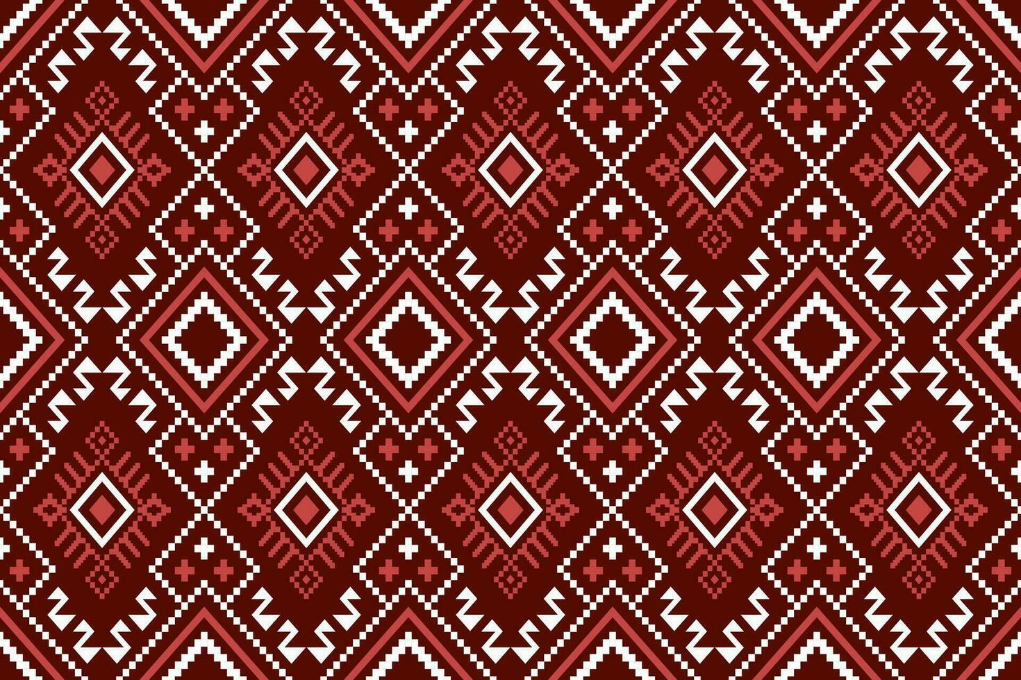 Red traditional ethnic pattern paisley flower Ikat background abstract Aztec African Indonesian Indian seamless pattern for fabric print cloth dress carpet curtains and sarong vector