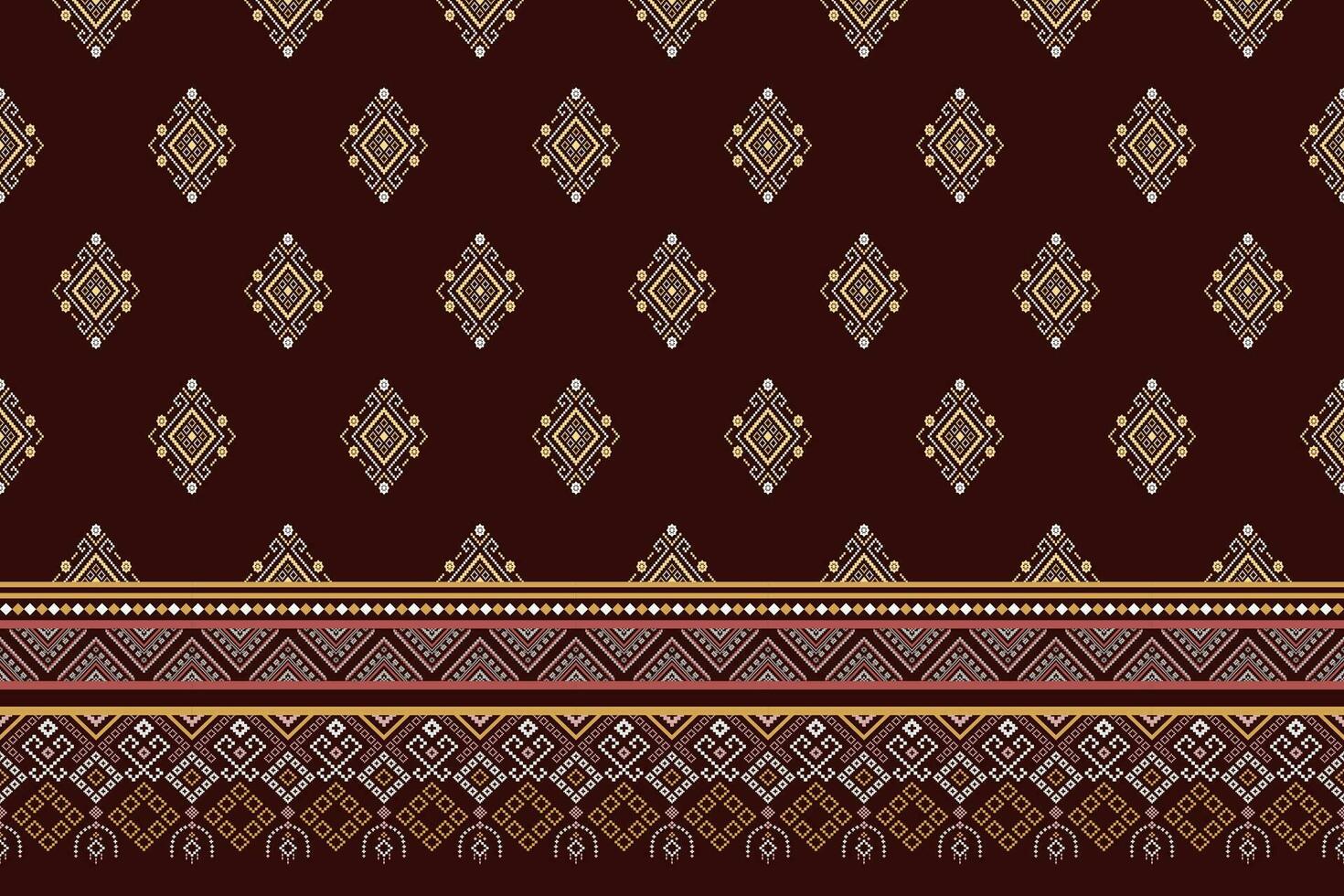 Nature vintages cross stitch traditional ethnic pattern paisley flower Ikat background abstract Aztec African Indonesian Indian seamless pattern for fabric print cloth dress carpet curtains and sarong vector