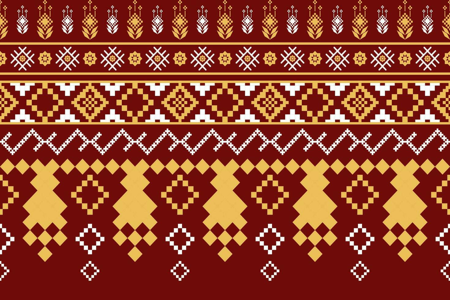 Red Cross stitch colorful geometric traditional ethnic pattern Ikat seamless pattern abstract design for fabric print cloth dress carpet curtains and sarong Aztec African Indian Indonesian vector
