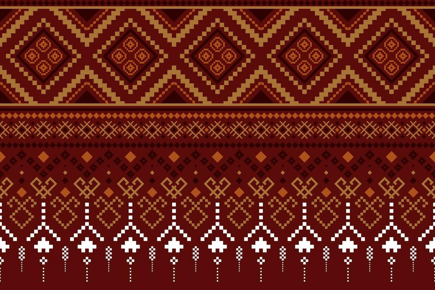 Red traditional ethnic pattern paisley flower Ikat background abstract Aztec African Indonesian Indian seamless pattern for fabric print cloth dress carpet curtains and sarong vector