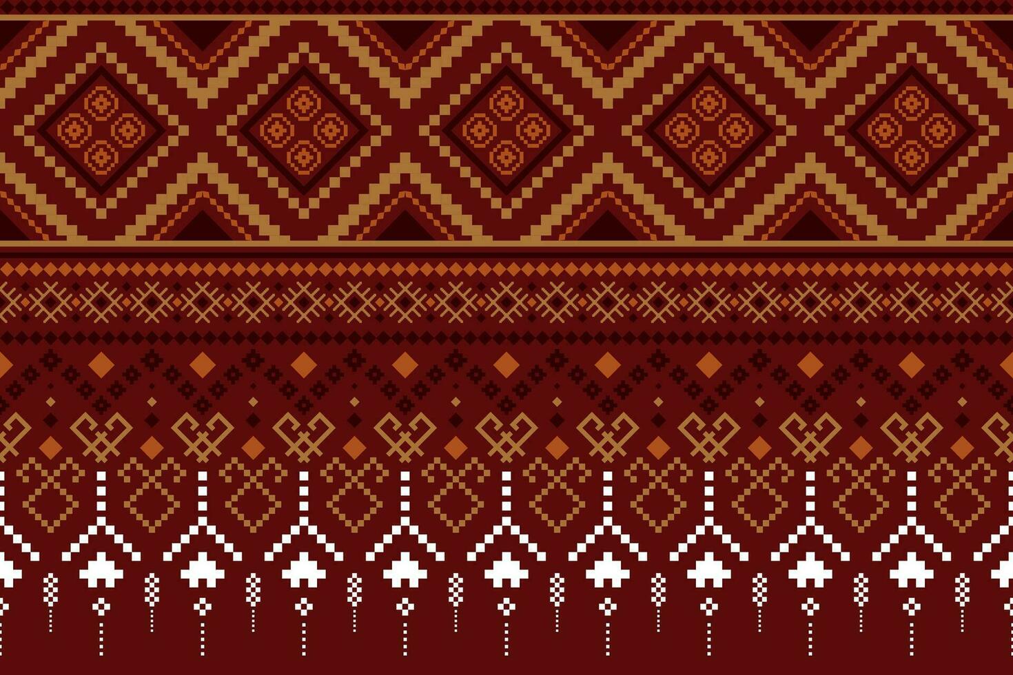 Red traditional ethnic pattern paisley flower Ikat background abstract Aztec African Indonesian Indian seamless pattern for fabric print cloth dress carpet curtains and sarong vector