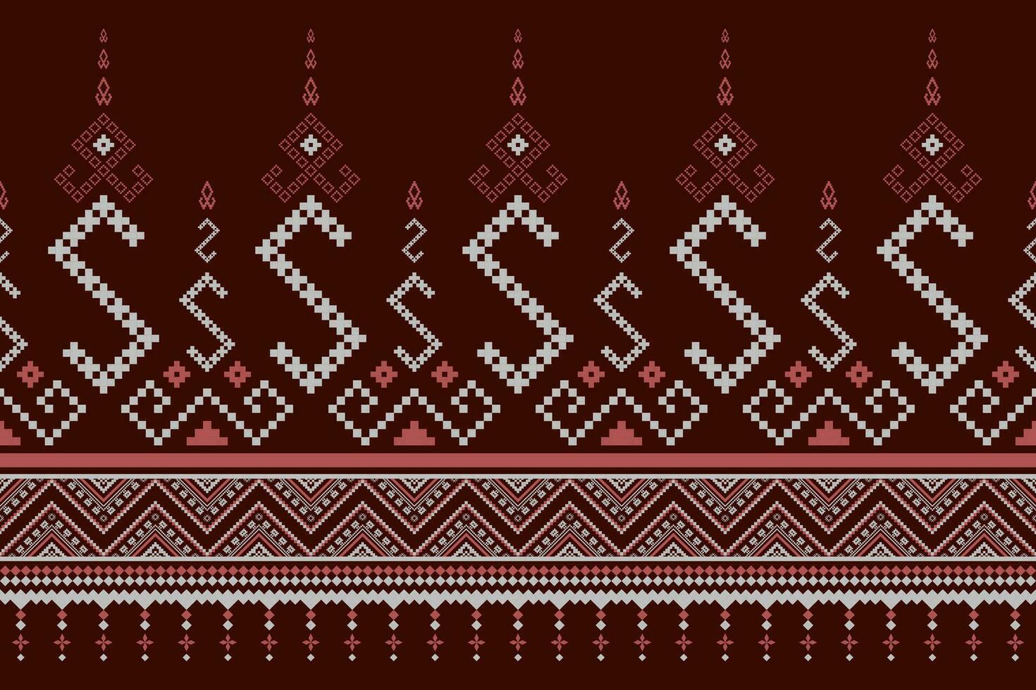Red Cross stitch colorful geometric traditional ethnic pattern Ikat seamless pattern abstract design for fabric print cloth dress carpet curtains and sarong Aztec African Indian Indonesian vector