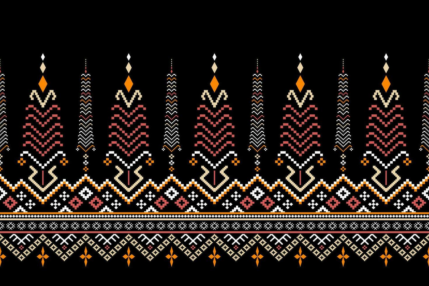 Cross stitch colorful geometric traditional ethnic pattern Ikat seamless pattern abstract design for fabric print cloth dress carpet curtains and sarong Aztec African Indian Indonesian vector