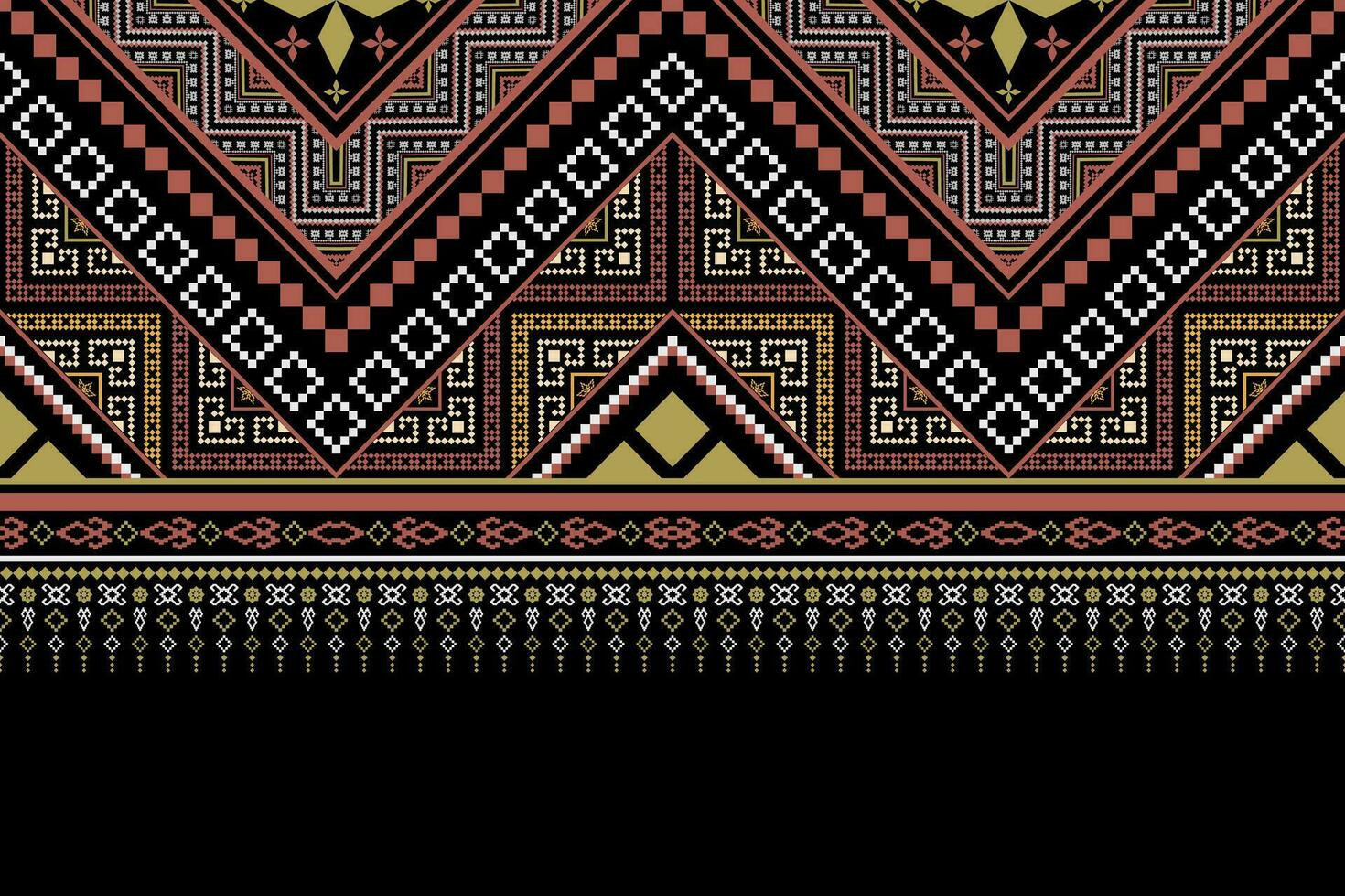 Cross stitch colorful geometric traditional ethnic pattern Ikat seamless pattern abstract design for fabric print cloth dress carpet curtains and sarong Aztec African Indian Indonesian vector