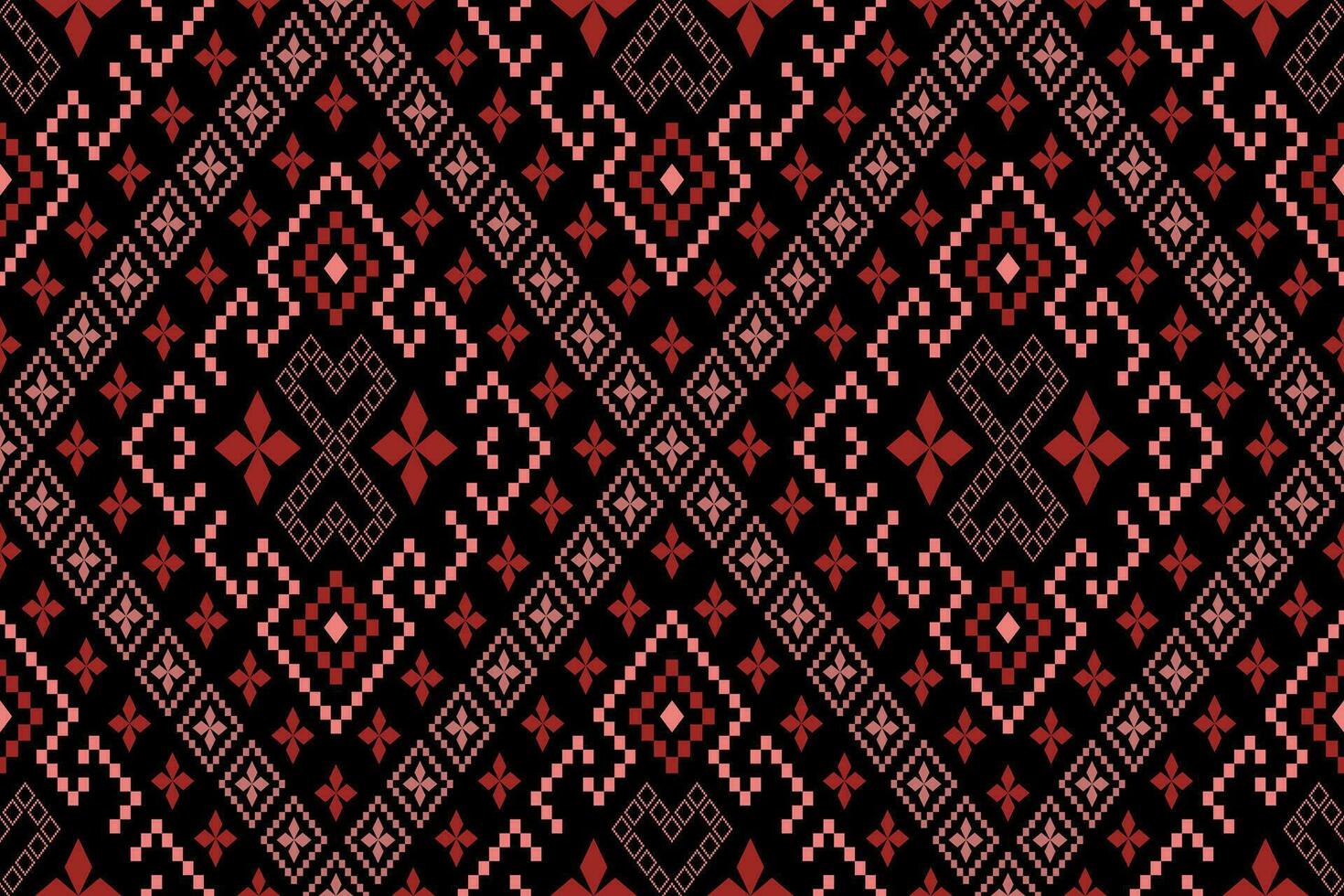 Red traditional ethnic pattern paisley flower Ikat background abstract Aztec African Indonesian Indian seamless pattern for fabric print cloth dress carpet curtains and sarong vector
