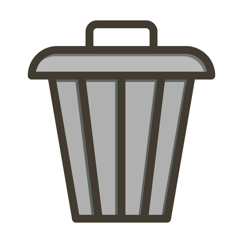 Dustbin Vector Thick Line Filled Colors Icon For Personal And Commercial Use.