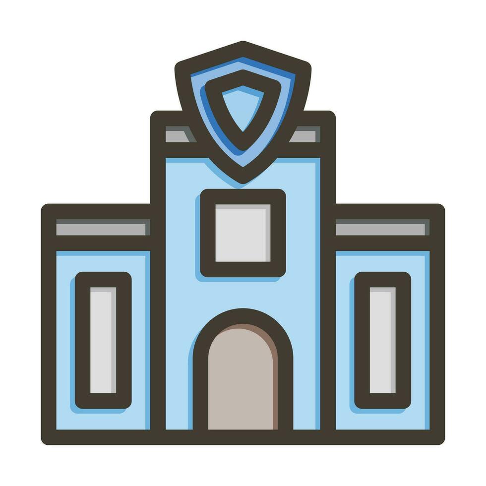 Police Station Vector Thick Line Filled Colors Icon For Personal And Commercial Use.