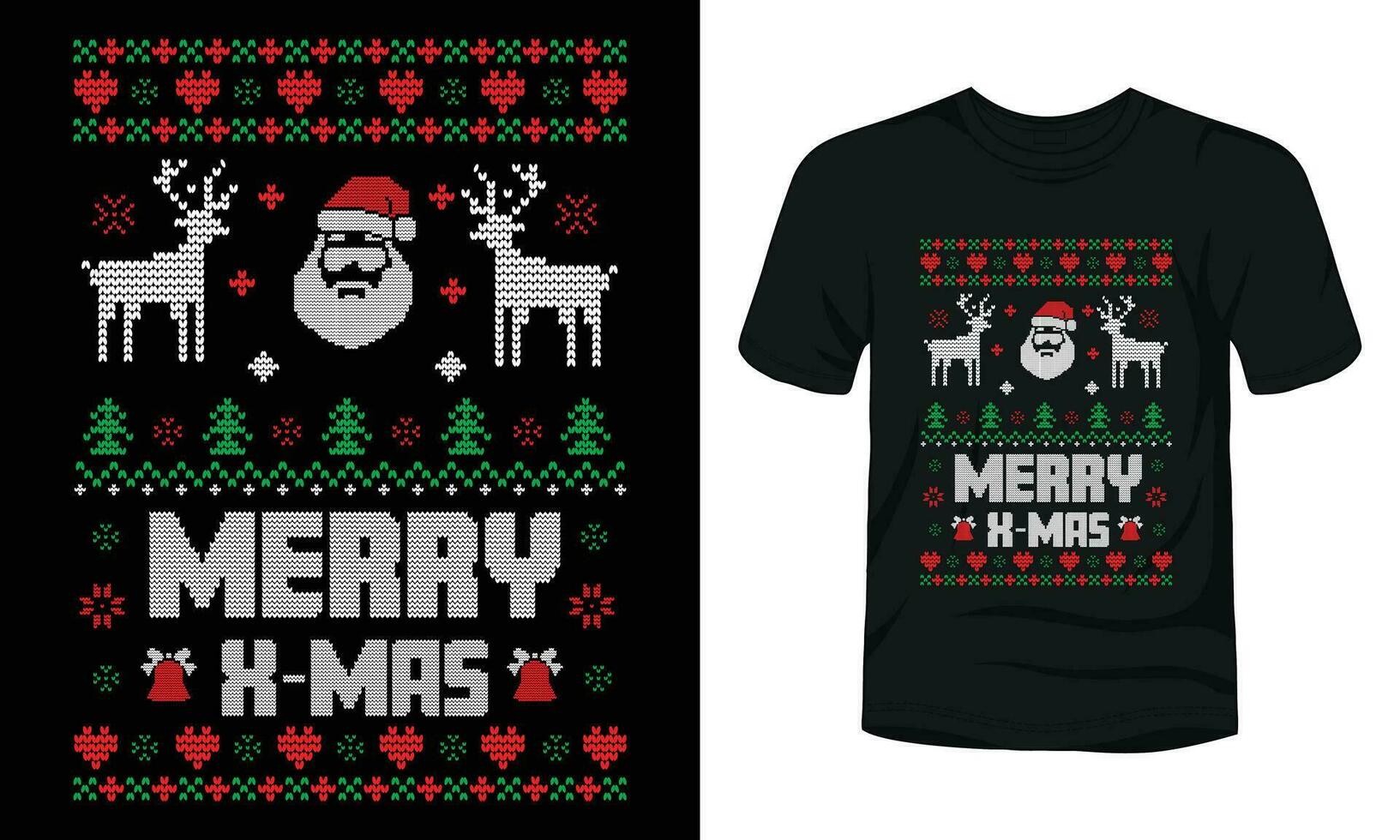 Merry x mas ugly sweater design vector