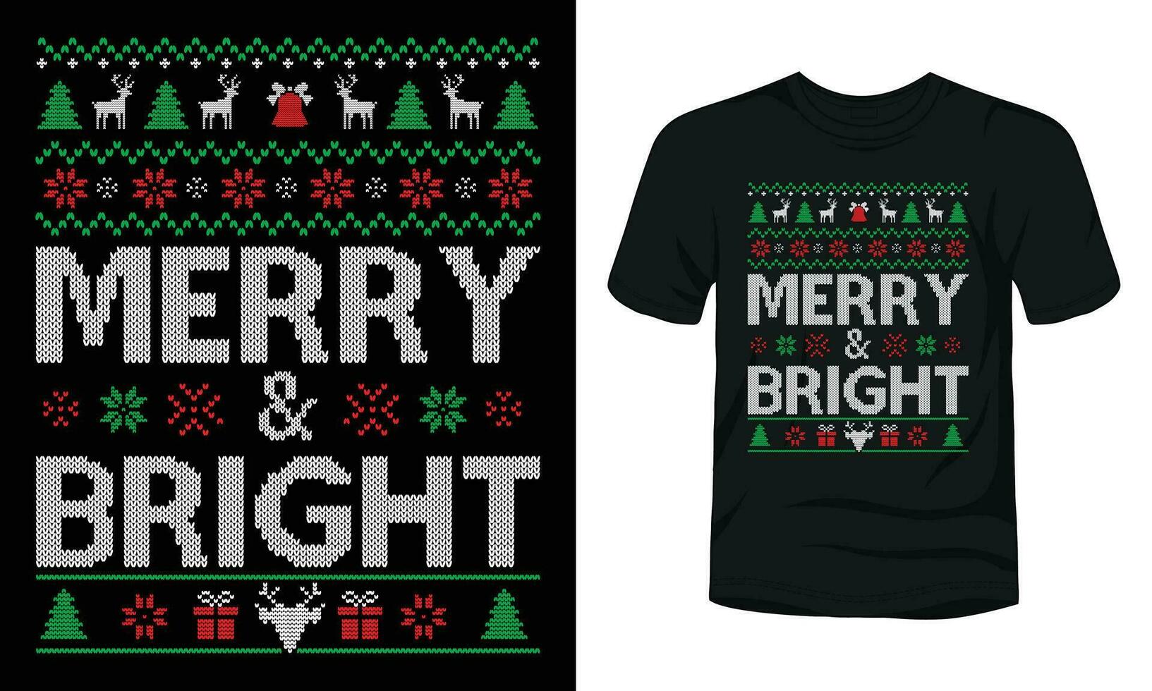 Merry and Bright Christmas t-shirt design vector