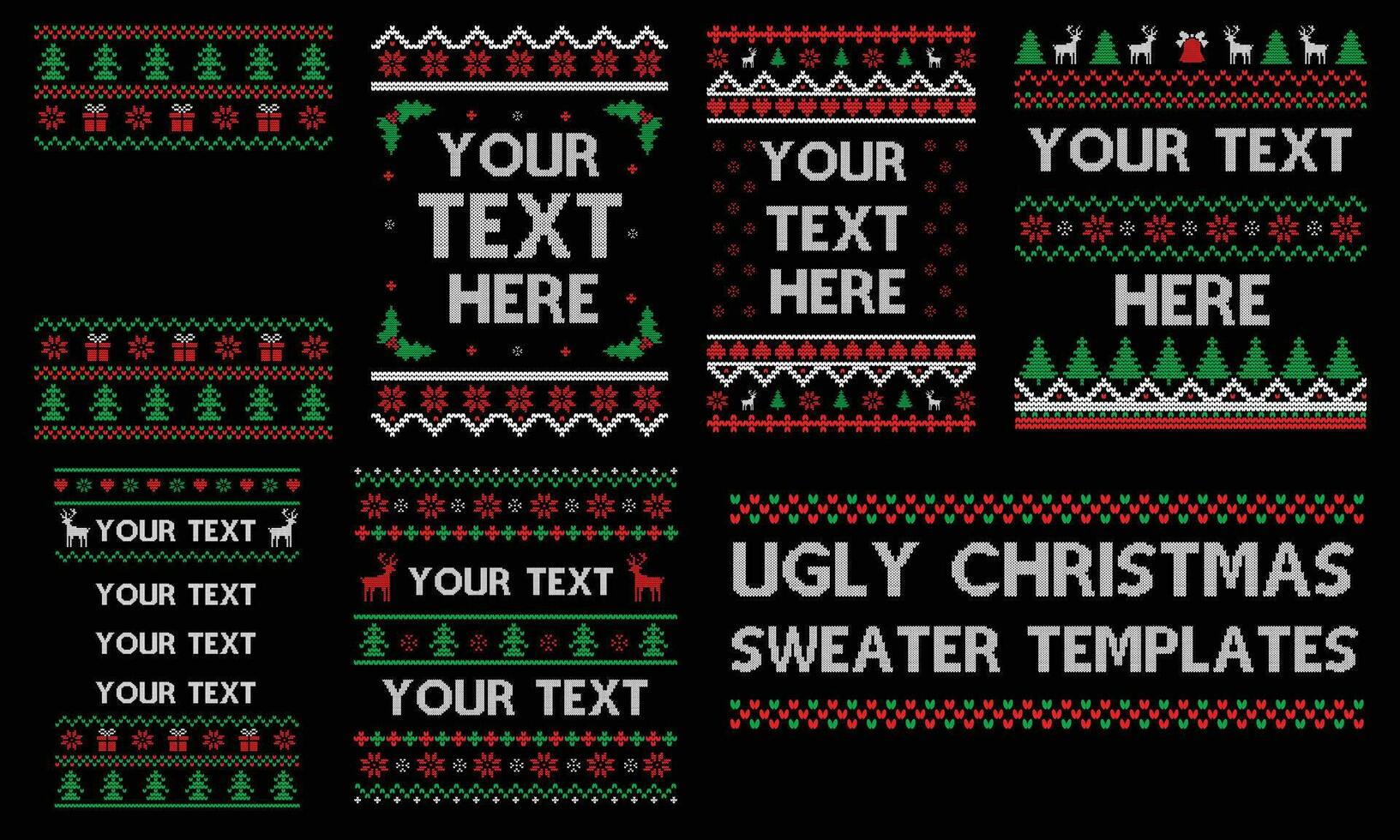 Ugly Christmas Sweater Pattern template vector