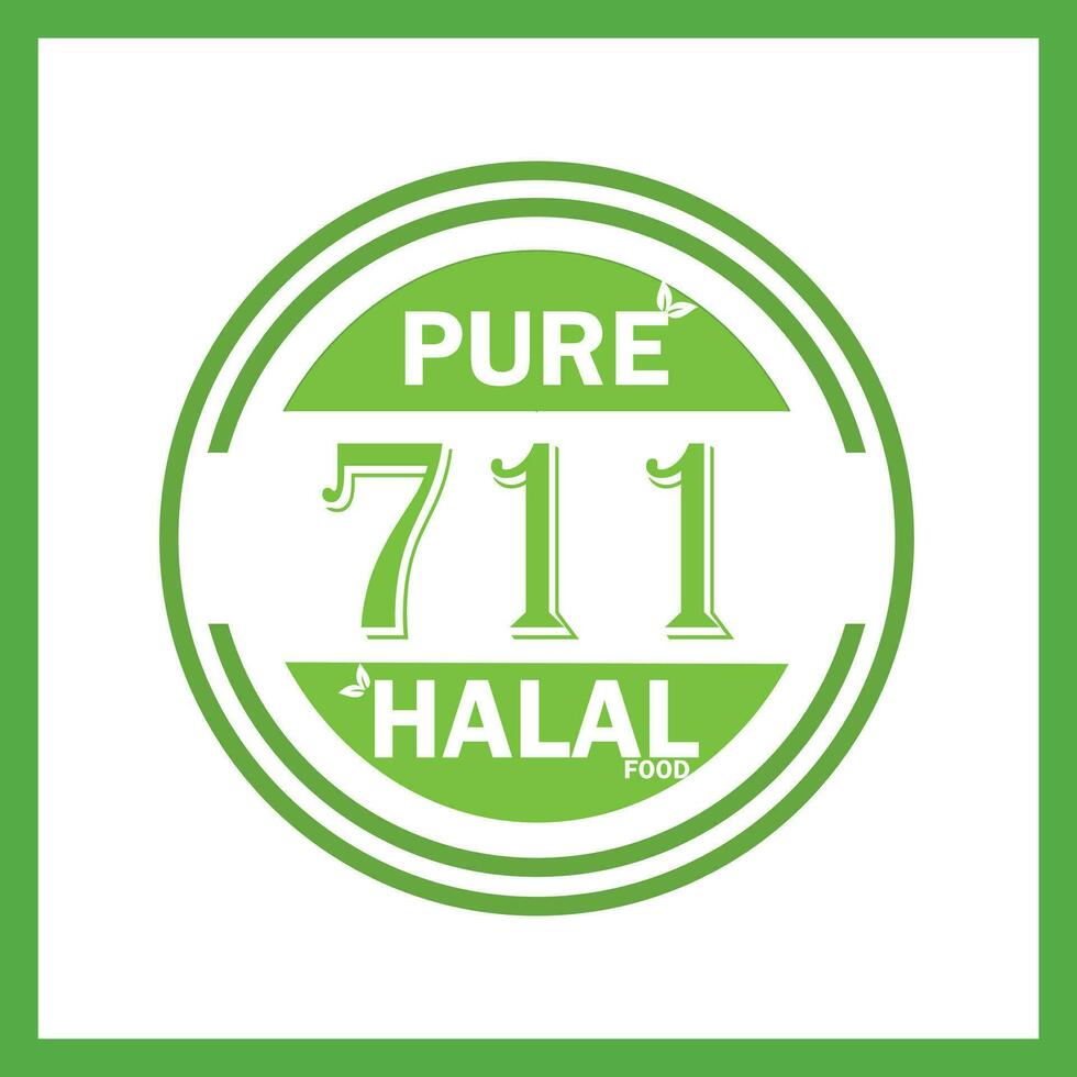 design with halal leaf design 711 vector