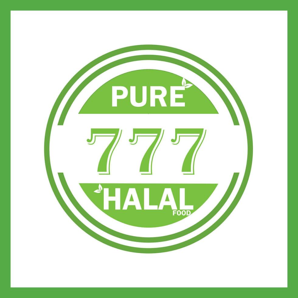 design with halal leaf design 777 vector