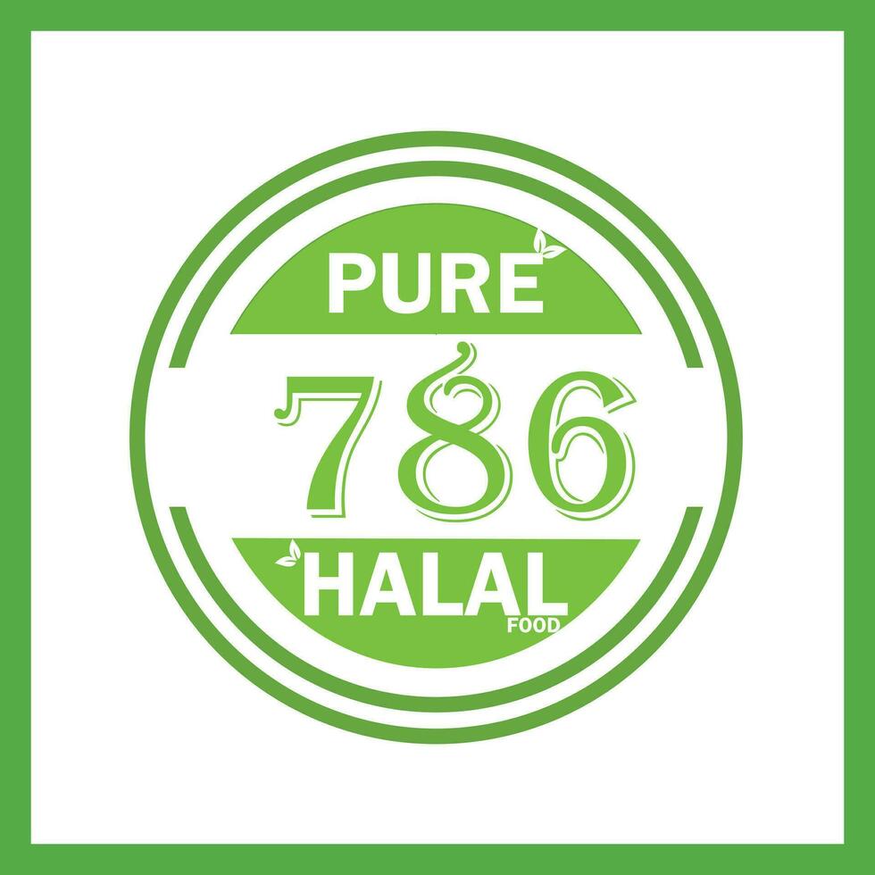 design with halal leaf design 786 vector