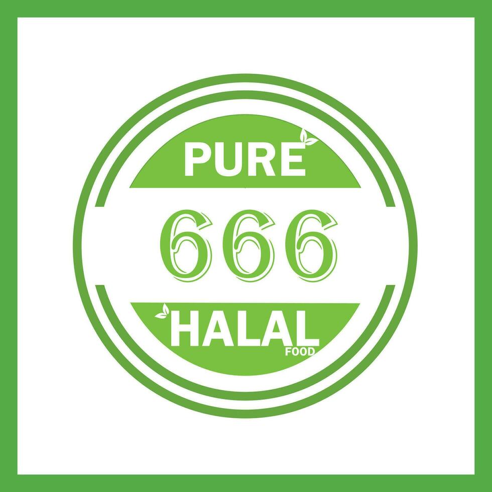 design with halal leaf design 666 vector