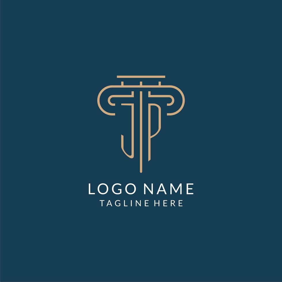 Initial letter JP pillar logo, law firm logo design inspiration vector