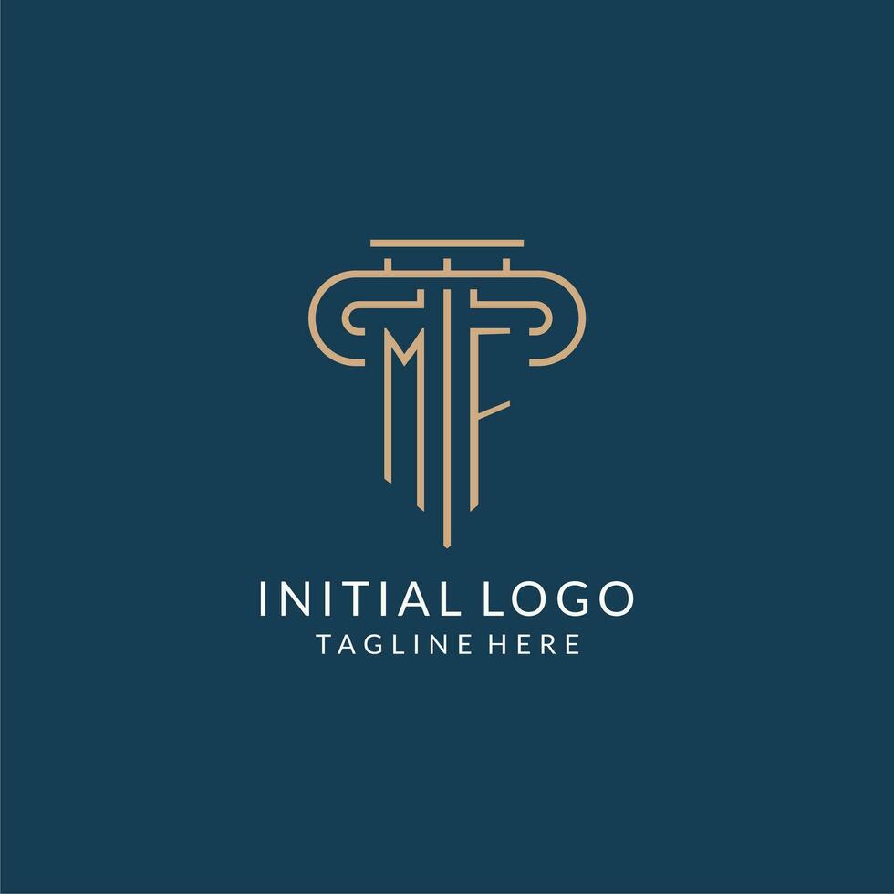 Initial letter MF pillar logo, law firm logo design inspiration vector