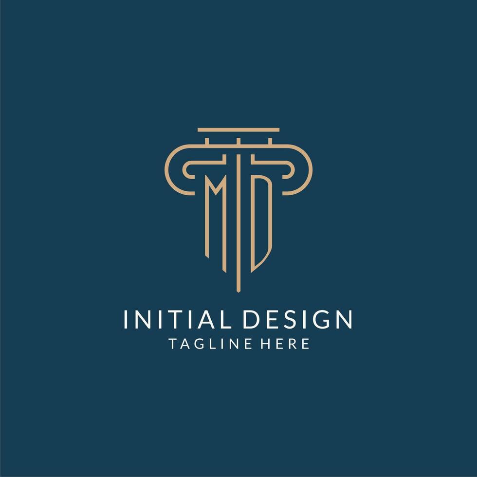 Initial letter MD pillar logo, law firm logo design inspiration vector