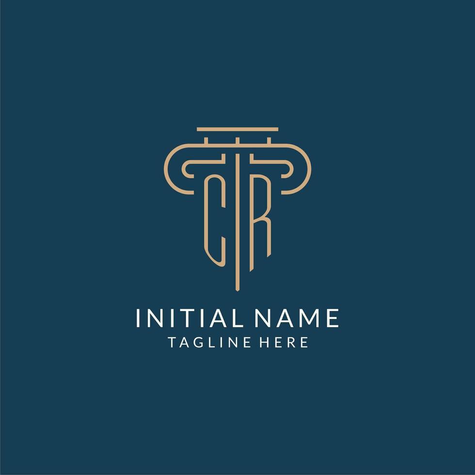 Initial letter CR pillar logo, law firm logo design inspiration vector