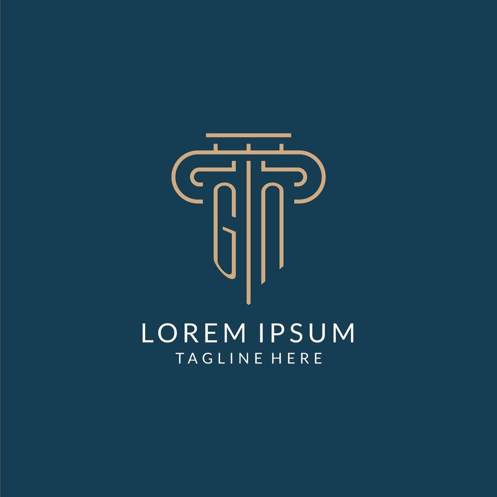 Initial letter GN pillar logo, law firm logo design inspiration vector