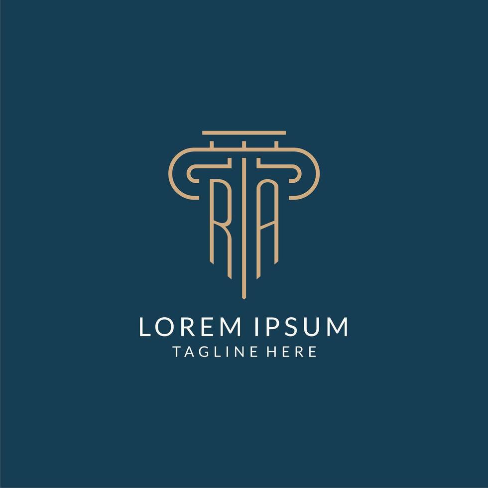 Initial letter RA pillar logo, law firm logo design inspiration vector