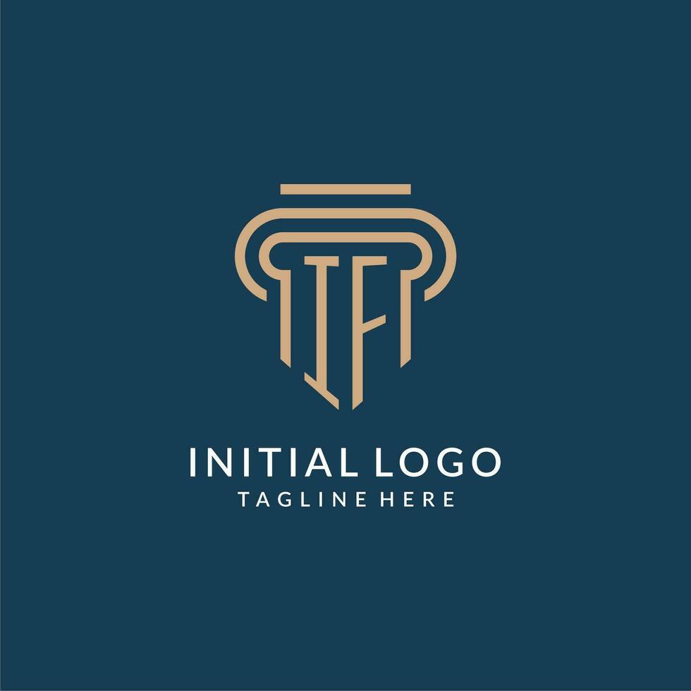 Initial IF pillar logo style, luxury modern lawyer legal law firm logo design vector