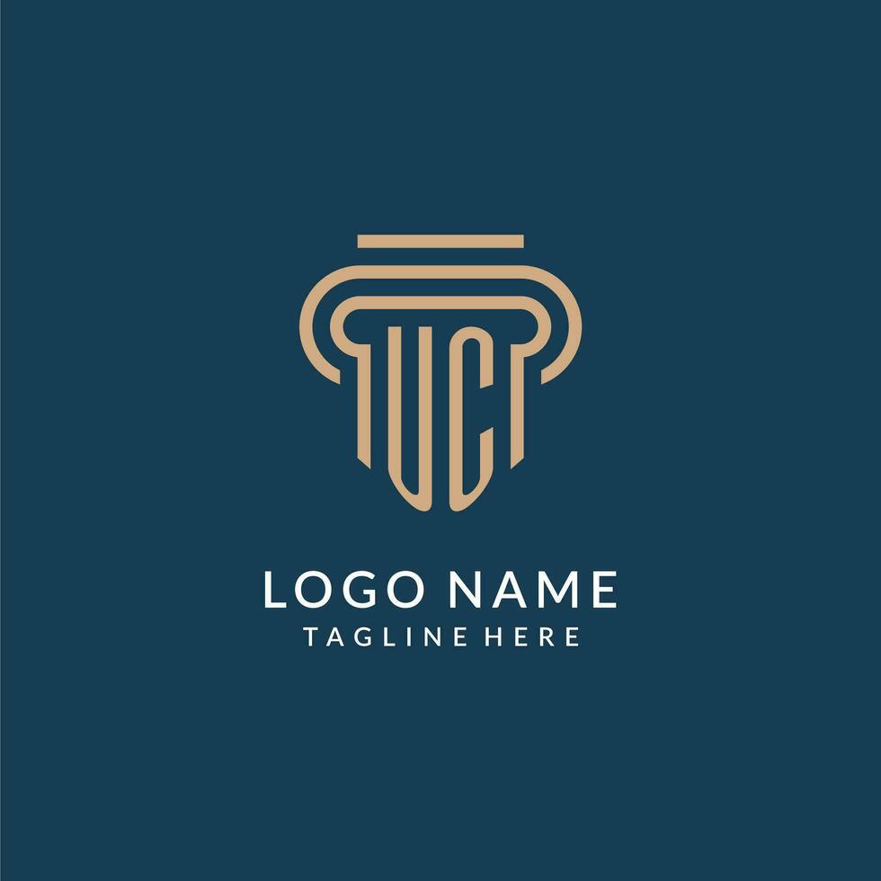 Initial UC pillar logo style, luxury modern lawyer legal law firm logo design vector