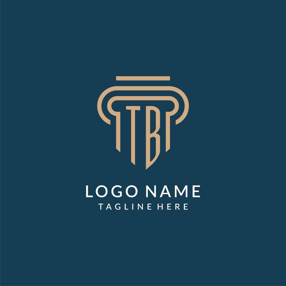 Initial TB pillar logo style, luxury modern lawyer legal law firm logo design vector
