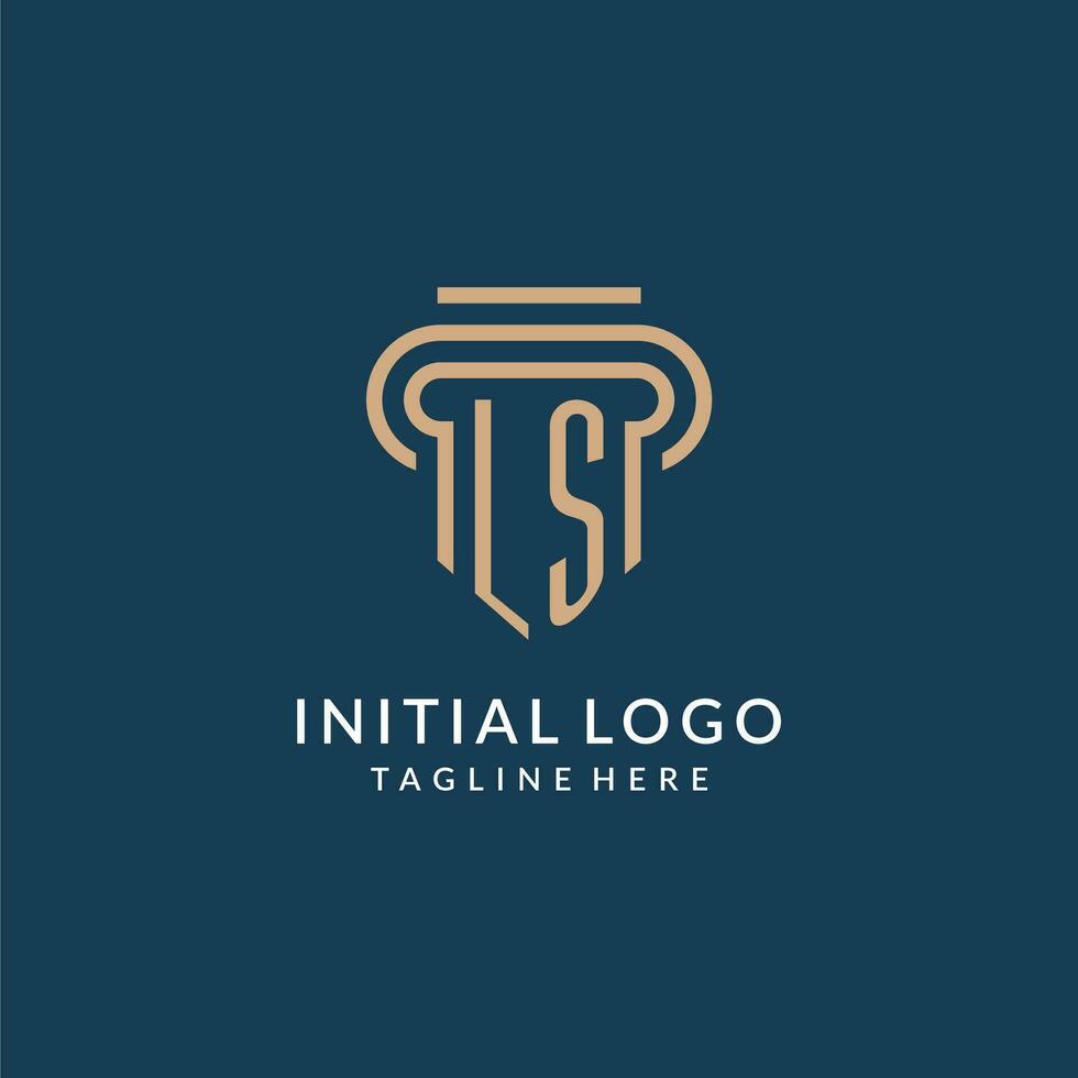 Initial LS pillar logo style, luxury modern lawyer legal law firm logo design vector