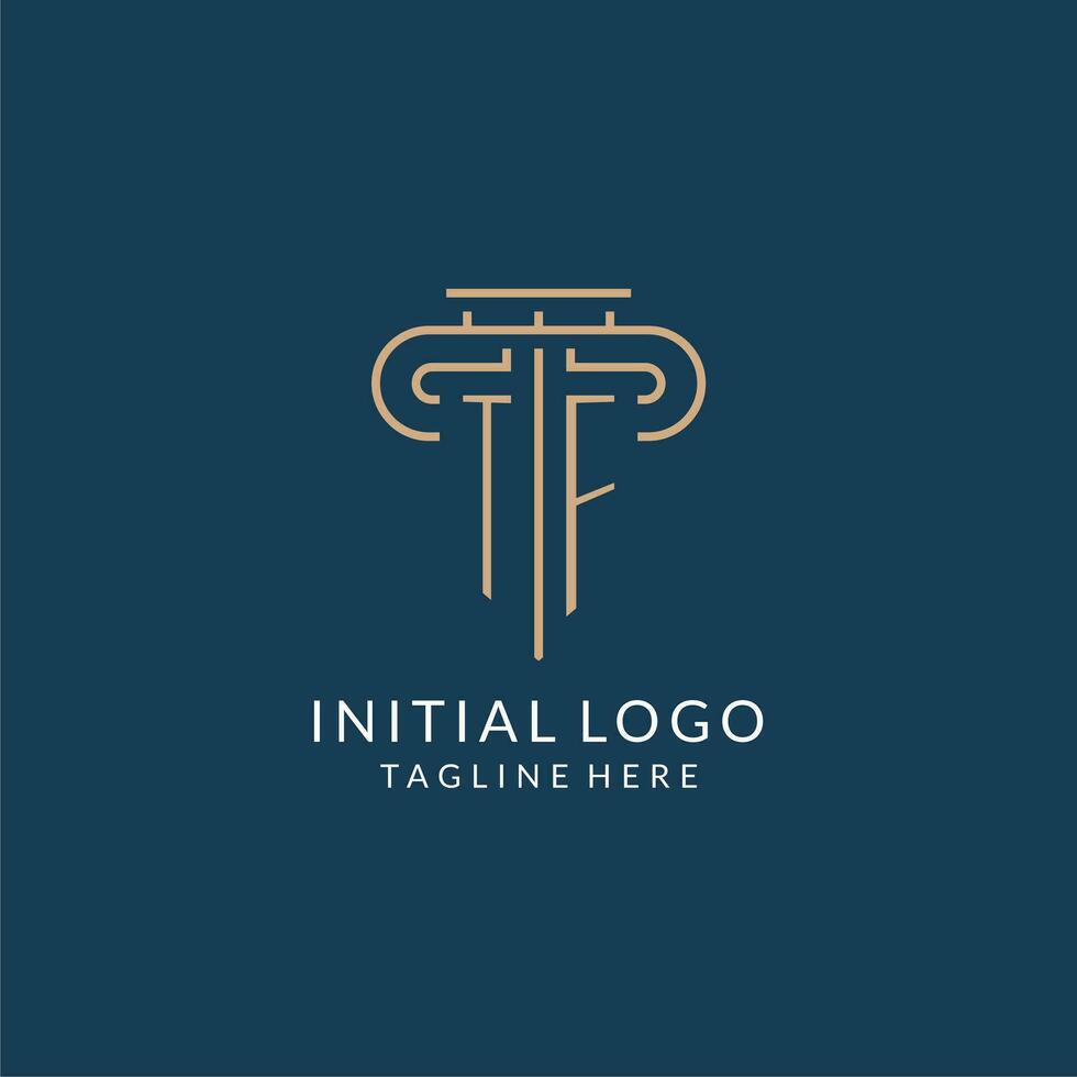 Initial letter TF pillar logo, law firm logo design inspiration vector