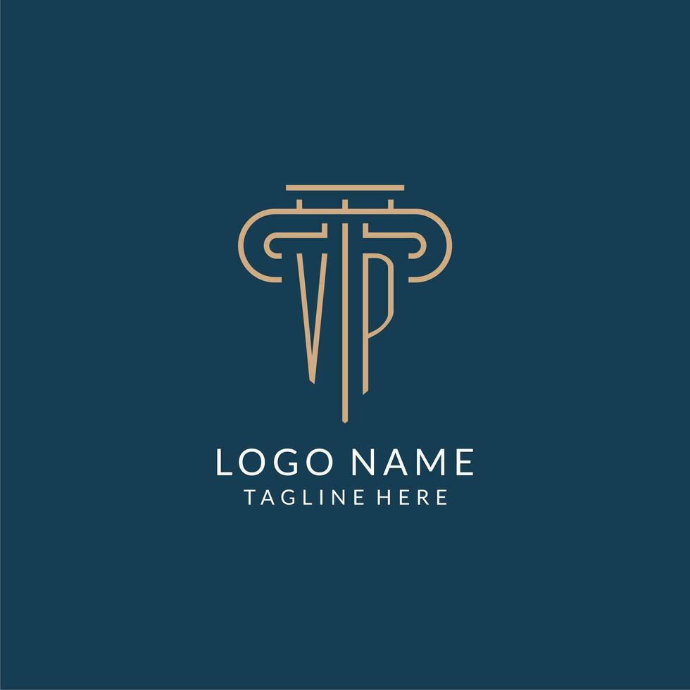 Initial letter VP pillar logo, law firm logo design inspiration vector