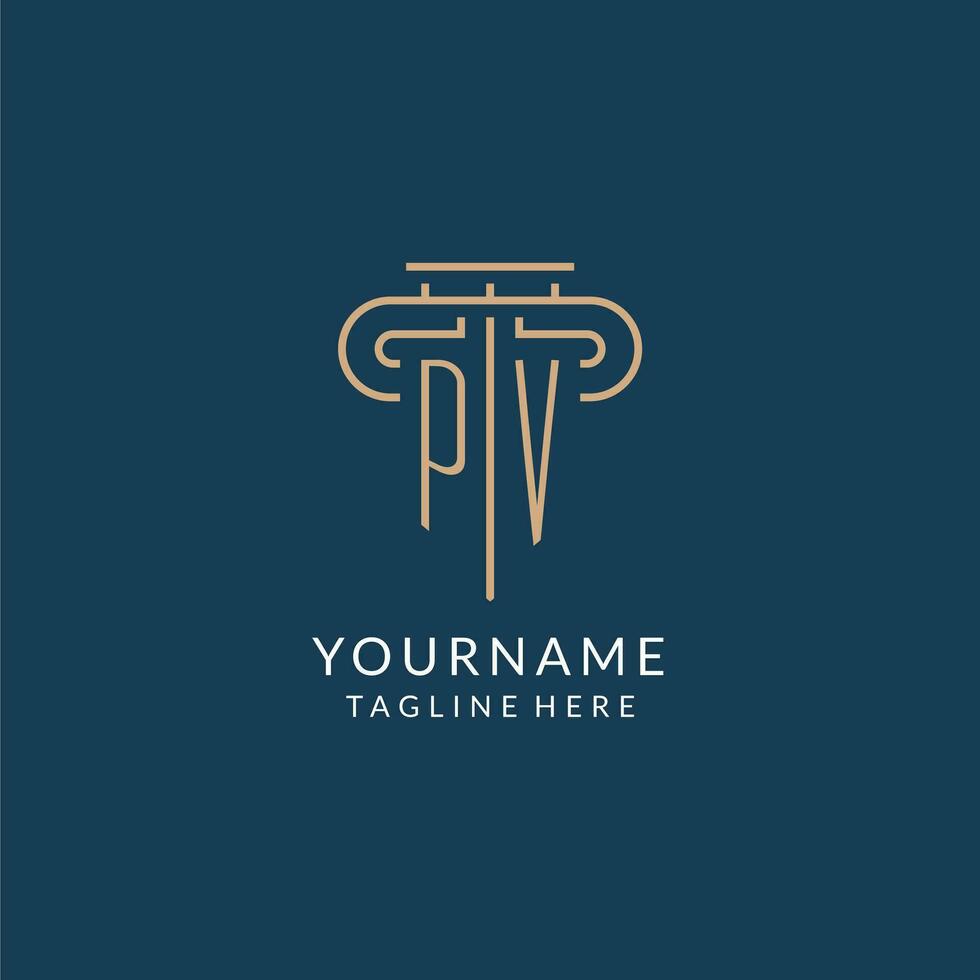 Initial letter PV pillar logo, law firm logo design inspiration vector