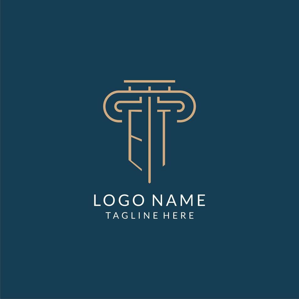 Initial letter ET pillar logo, law firm logo design inspiration vector