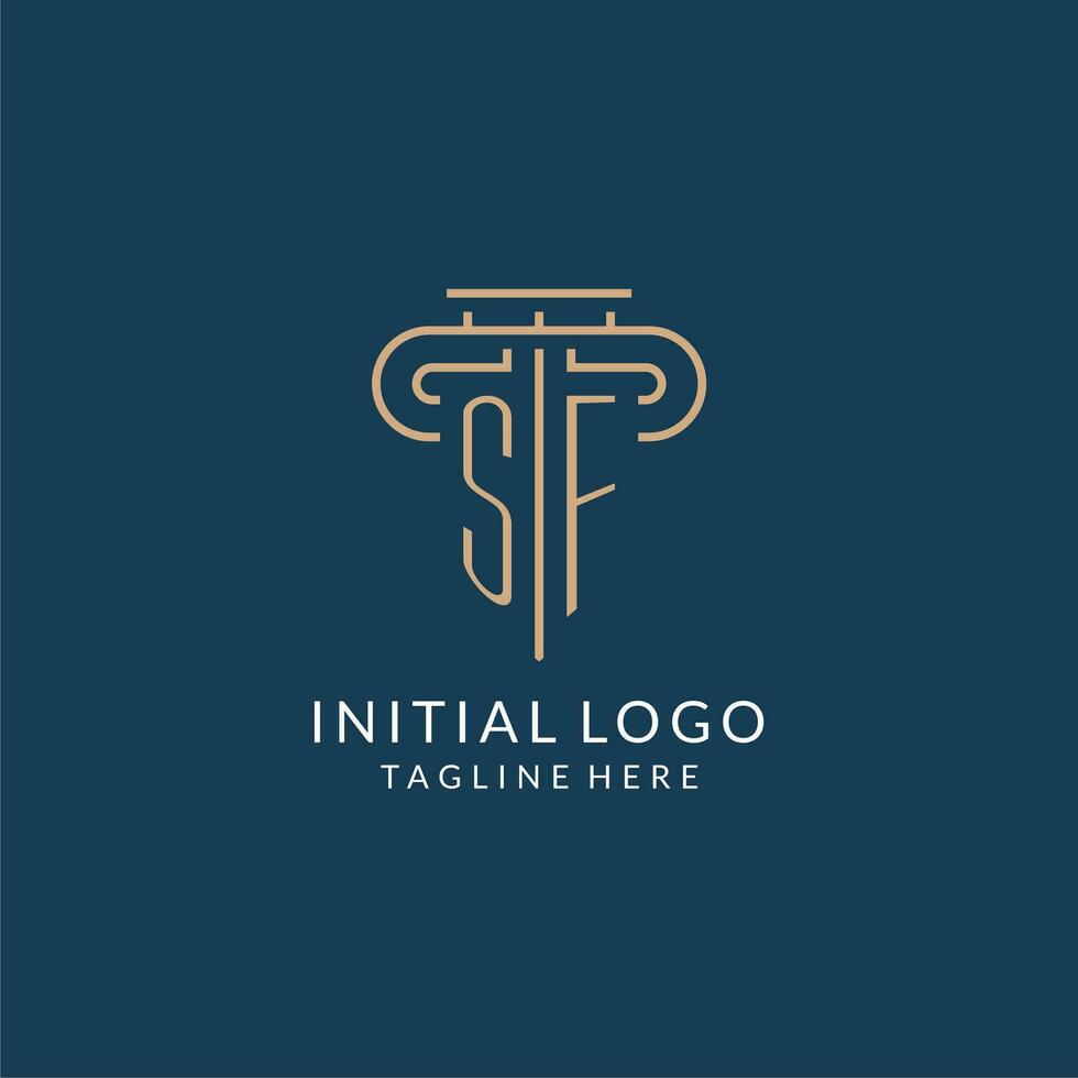Initial letter SF pillar logo, law firm logo design inspiration vector