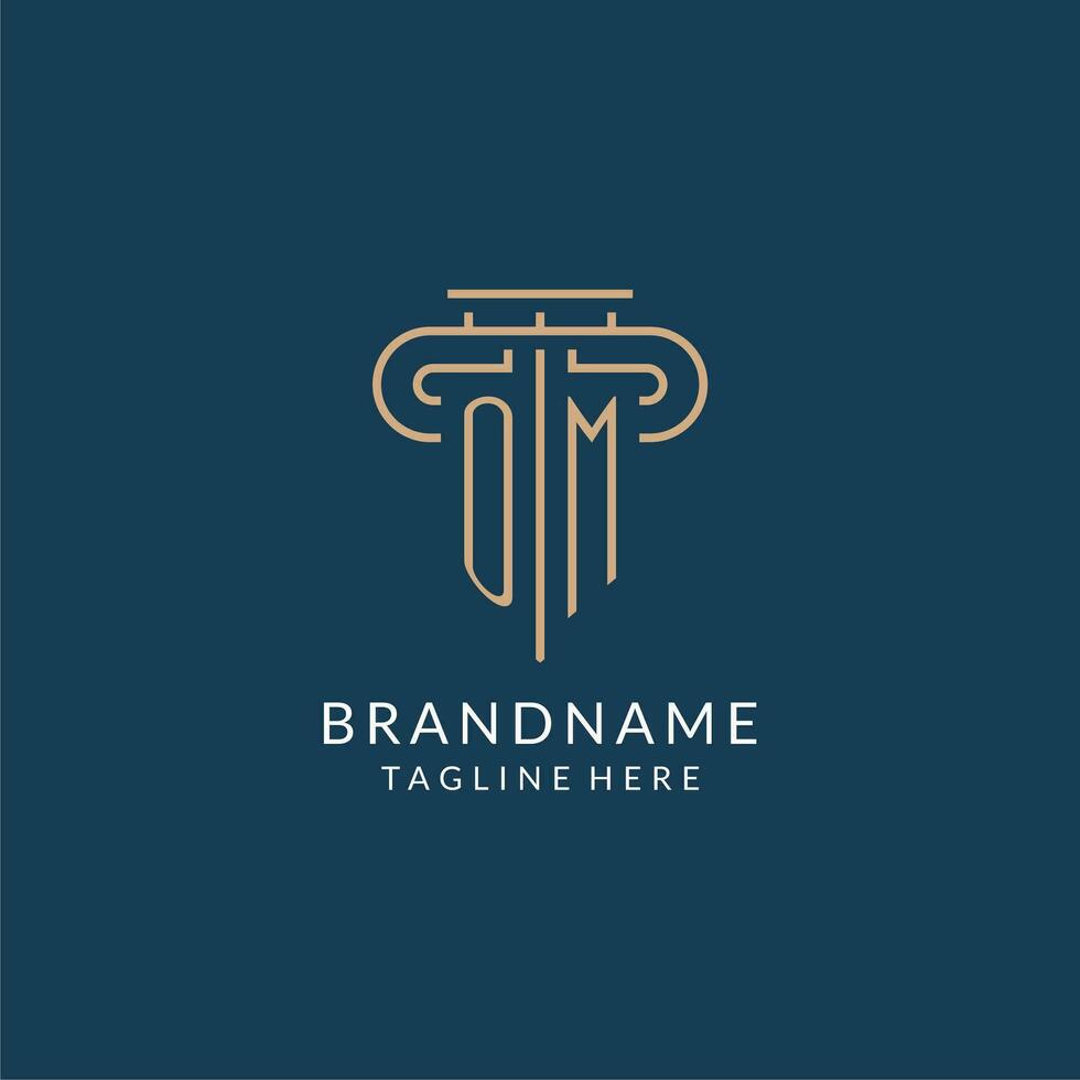 Initial letter OM pillar logo, law firm logo design inspiration vector