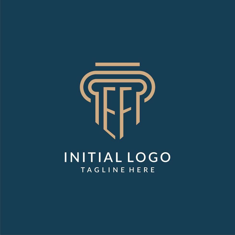 Initial EF pillar logo style, luxury modern lawyer legal law firm logo design vector