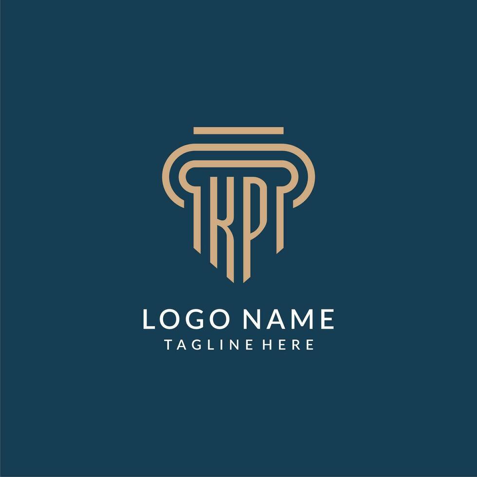 Initial KP pillar logo style, luxury modern lawyer legal law firm logo design vector