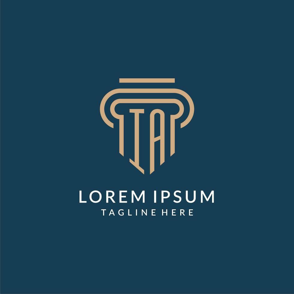 Initial IA pillar logo style, luxury modern lawyer legal law firm logo design vector
