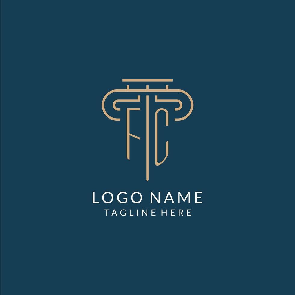 Initial letter FC pillar logo, law firm logo design inspiration vector